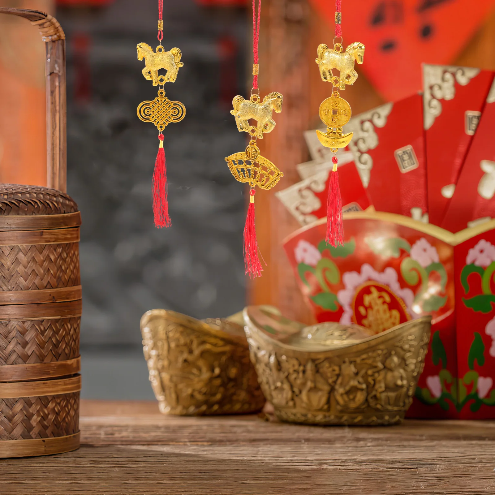 

8Pcs Lunar New Year Hanging Decorations Spring Festival Pendant Indoor Outdoor Home Party Office Celebration New Years Eve Props