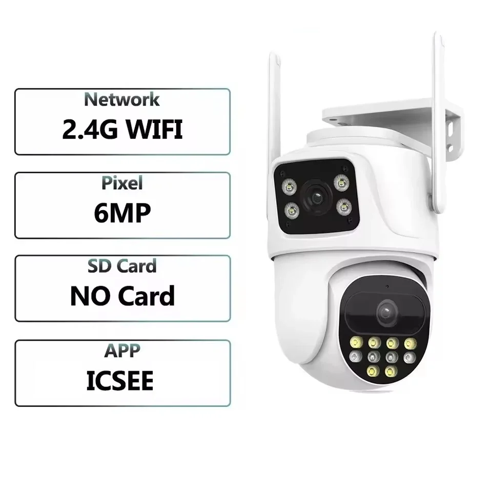 

Icsee 6MP Dual Lens WiFi Camera Outdoor Wireless Security Surveillance AI Human Tracking CCTV Surveillance PTZ IP Cam Auto Track