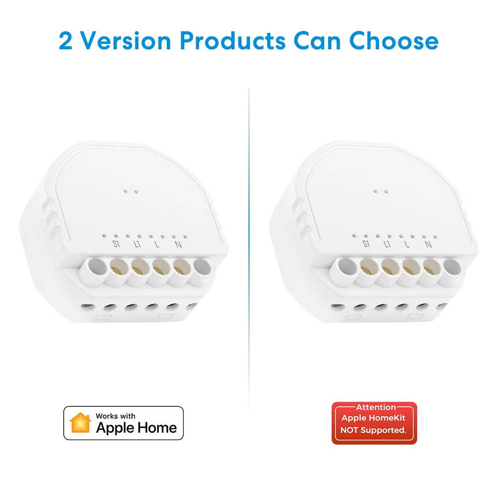 Meross Homekit WiFi Interruptor Inteligente In-Wall, Sem Fio, 1 Gang, 1 Way, Módulo de Interruptor de Luz para Alexa, Google Home, SmartThings, DIY,