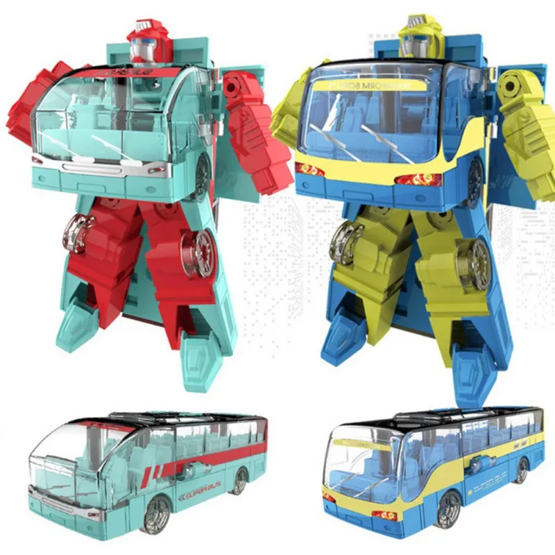 Transform Robot Bus Toy Children Robot Toys Cool Alloy Transforming Car Toy For Toddlers Inertial Drive For Baby Boys Gifts