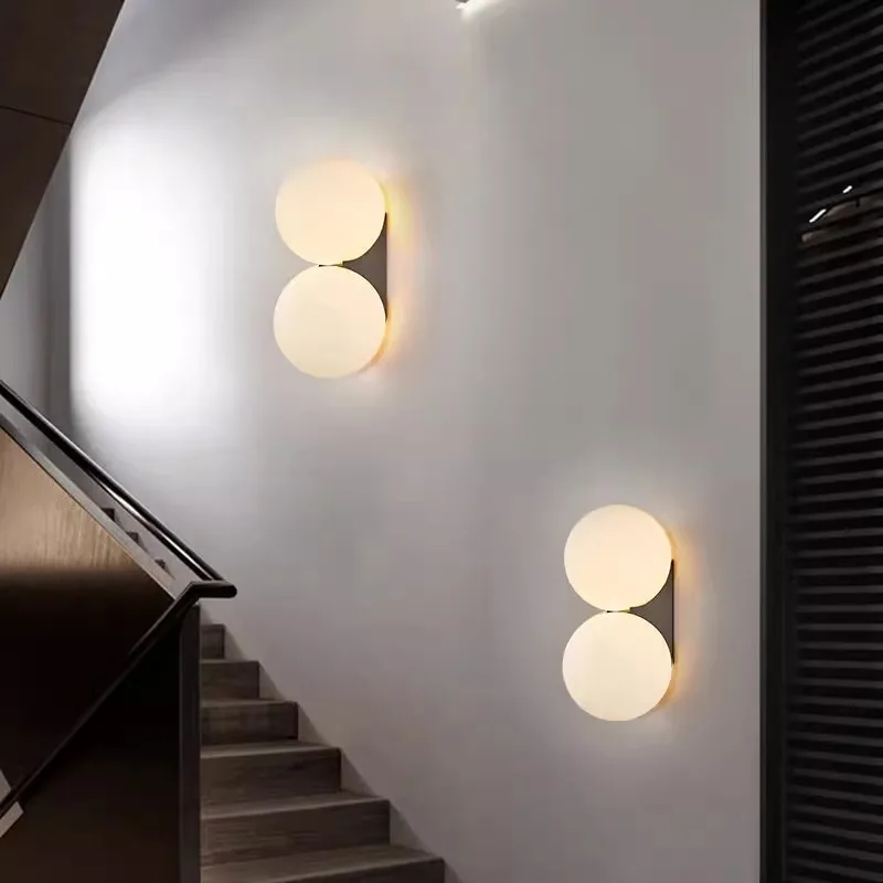 Nordic bedside ball wall lamp bedroom bedside lamp living room hotel background wall staircase entrance wall lamp
