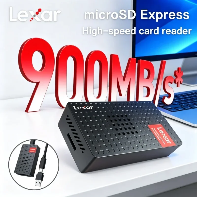 Lexar microSD Express TF Card Reader USB3.2 Gen2 Up To 900MB/s With Cooling Fan For 4K Video Shooting Data Quick Transmission