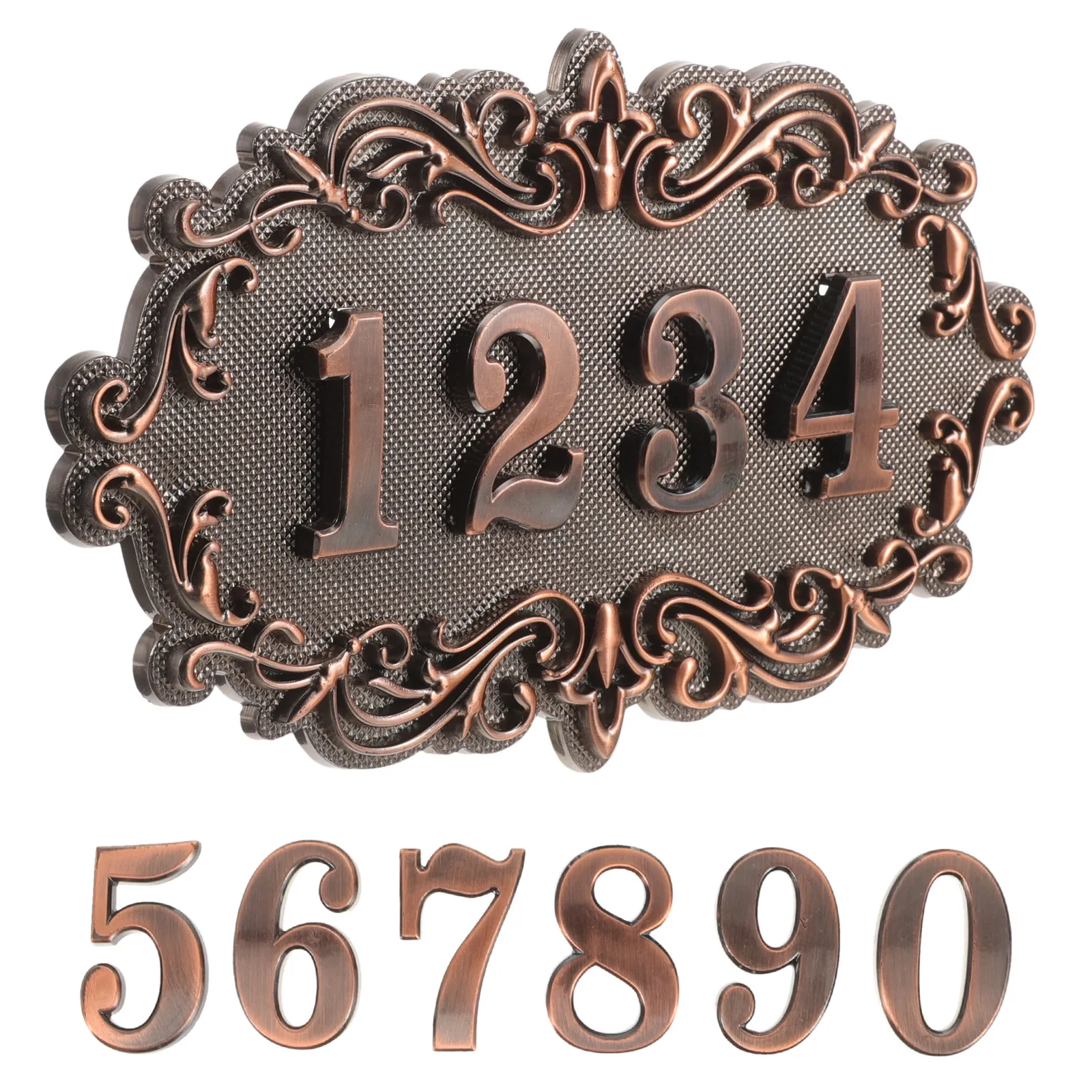 1Set Vintage House Number Plaque ABS Material Address Sign Reflective Mailbox Numbers Front Door Personalized Outdoor Address