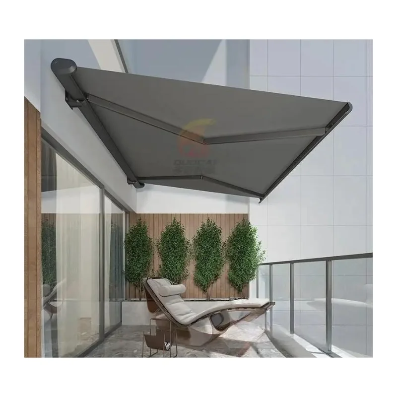 Outdoor Motorized  Retractable Aluminum Full Cassette Awning Patio Waterproof Sunshade Folding Arm Awning For Sale