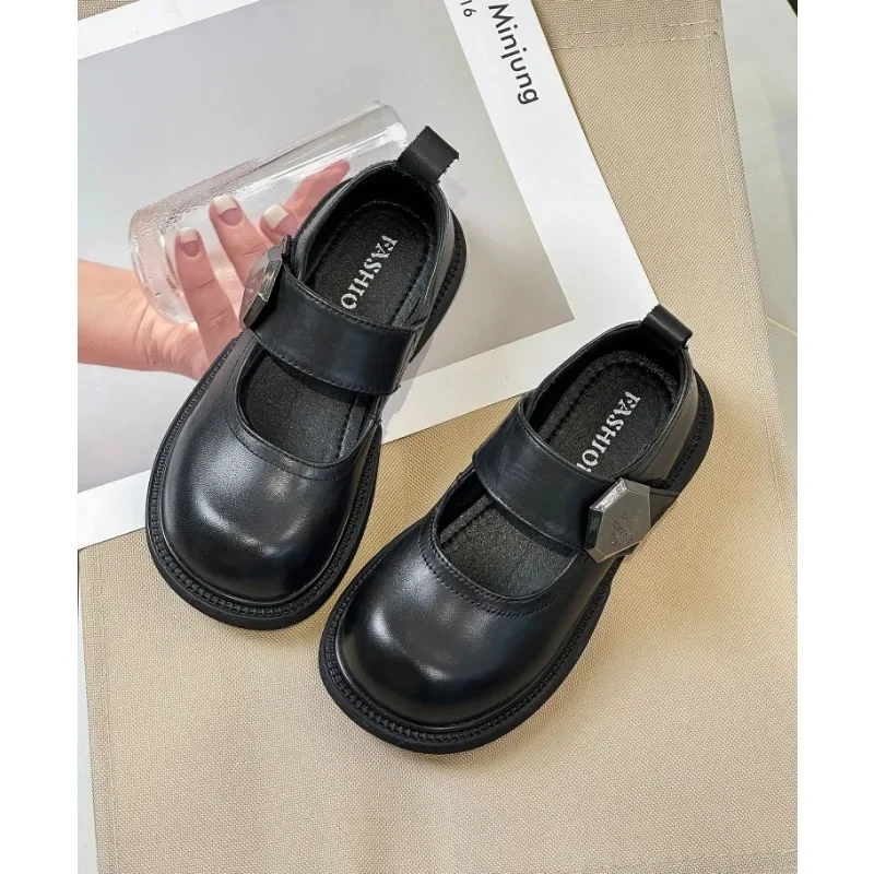 2024 Autumn New Girls Genuine Leather Soft Soled Princess Shoes Fashionable Wear-Resistant Student Performance Shoes