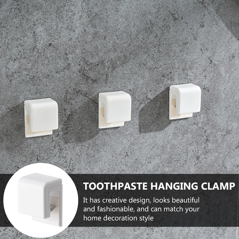 

2 Pcs Nail free Hooks Clips for Bathroom Storage Toothpaste Hanging Accessories ABS Material Creative Design Practical