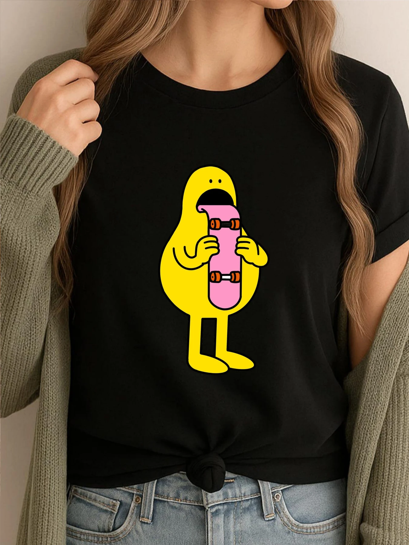 

Cute Printed Tees Skateboard Tongue Mens Shirts Graphic Tee Funny T-Shirt Mens Comfortable High Quality Soft Clothes