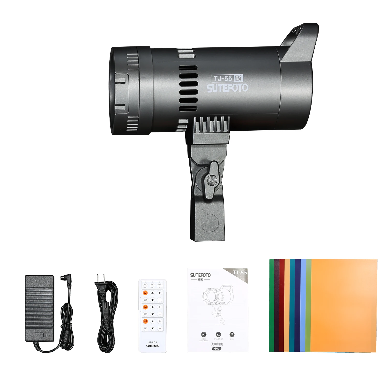 Sutefoto TJ-55 Portable LED Video Light Bi-color 3200K-5600K±200K COB Photographic Studio Light for Video Live-streaming