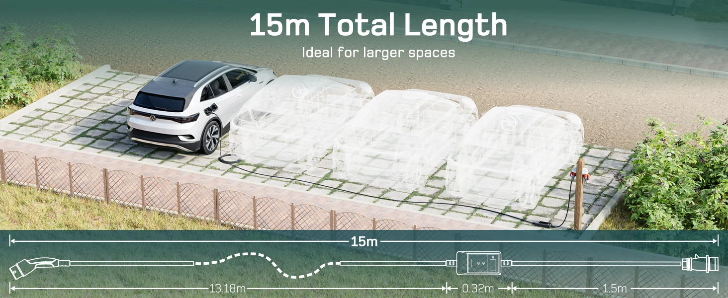 dé Mobile Wallbox 11kW Typ 2 APP 16A 3-Phasen 5,5m 7m 10m 15m 20m 25m Ladekabel Elektrofahrzeug-Ladegerät CEE-Stecker auf Typ 2 mit Einstellbarem Strom EV-Ladegerät RCD Typ A 30mA (AC) + 6mA (DC) – Detail 12