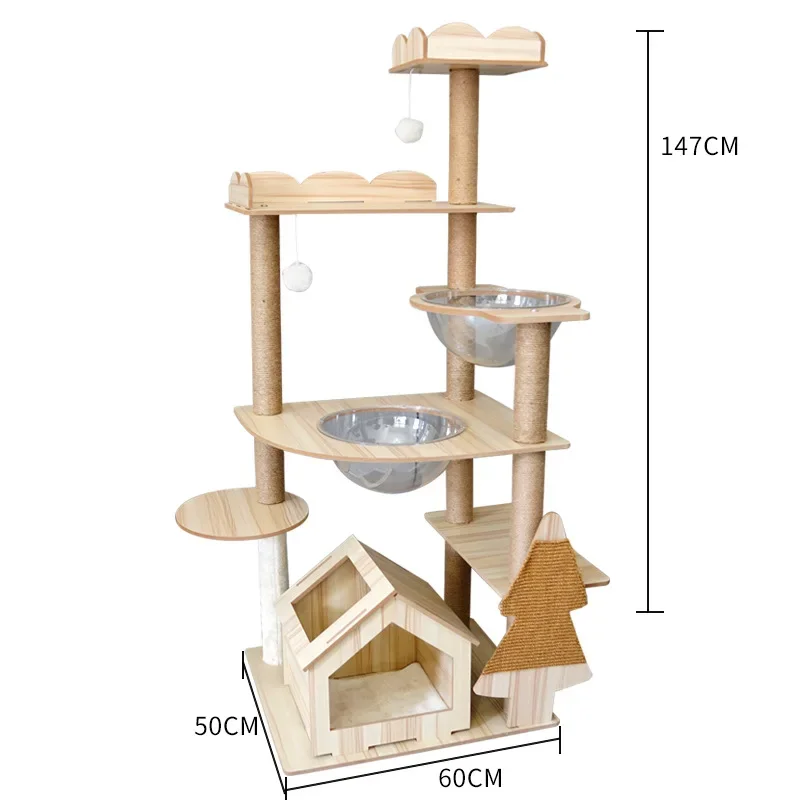 Cat Climbing Frame Scratching Board Large Multi-layer Cat Tree Pet Scratching and Climbing Furniture with Pet Toys