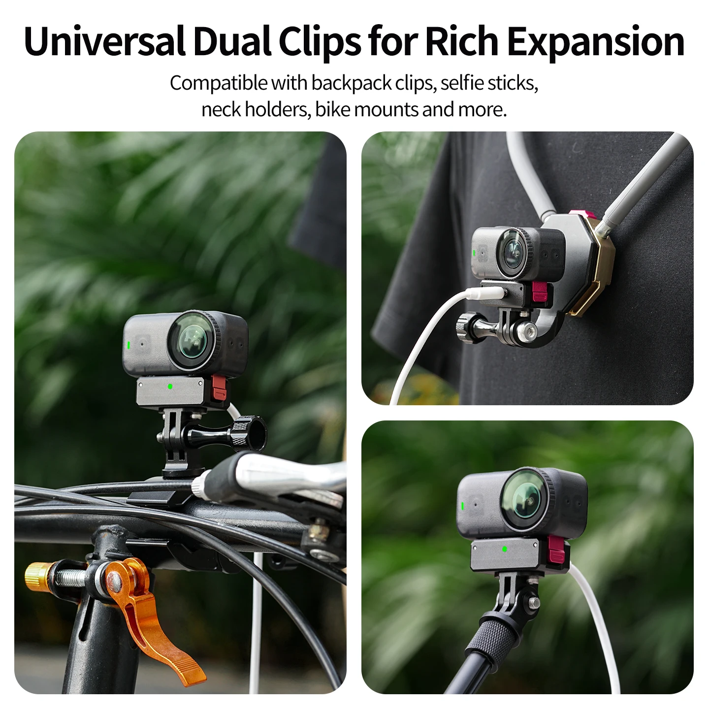 Langlebige Aluminium-Magnetische Schnellverschluss-Ladestation für DJI Osmo Nano Action-Kamera Magnet-Doppelbefestigung Kugelkopf Fahrradhalterung – Detail 10