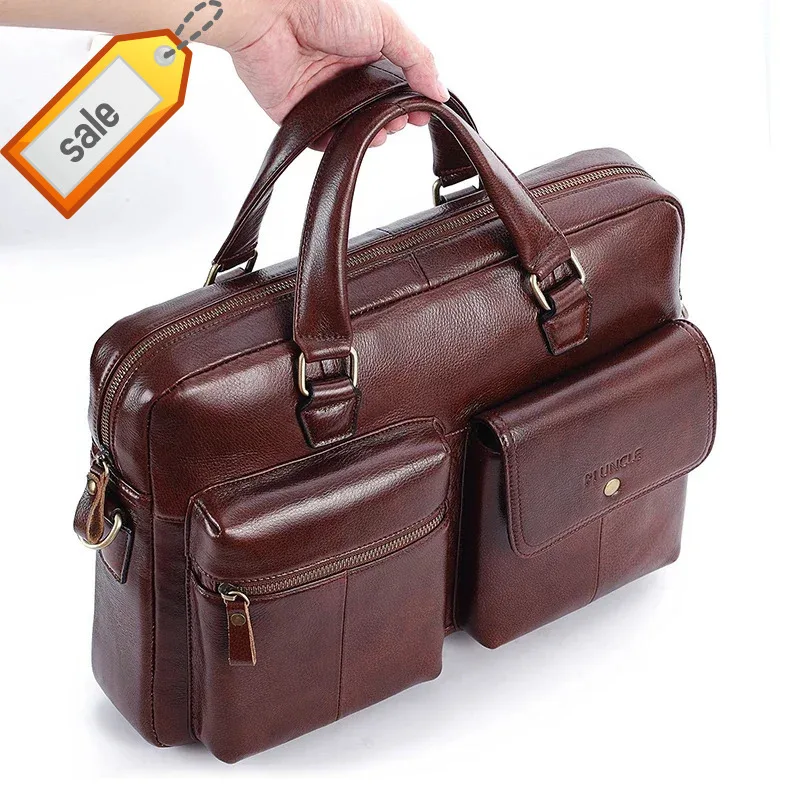 

Men Genuine Handbag Large Business Travel Messenger Male Leather Laptop Men's Documents Crossbody Shoulder Bag
