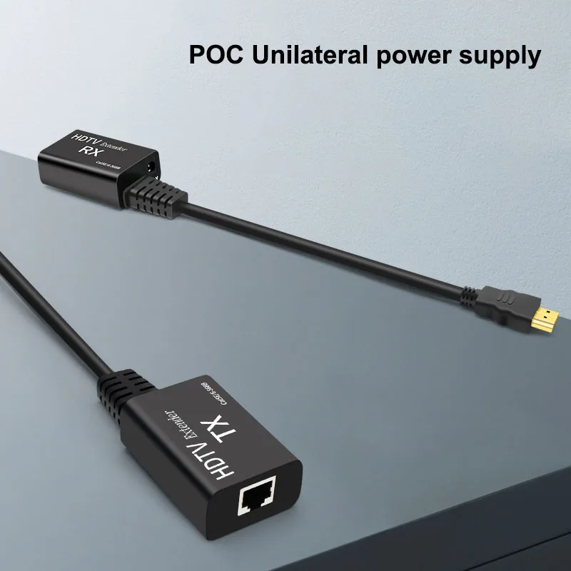 60M HDMI エクステンダー Cat5e Cat6 ケーブル HDMI から RJ45 イーサネットネットワークエクステンダー送信機および受信機キット POC 1 つの電源