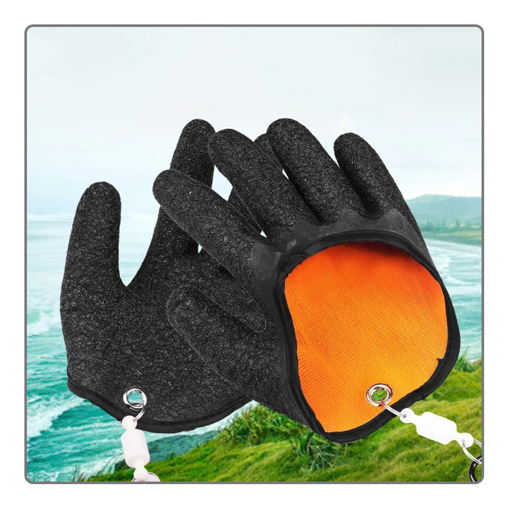 1Pc Non-slip fish catching latex gloves anti-stab anti-puncture waterproof magnetic woven fishing gloves fishing gear supplies