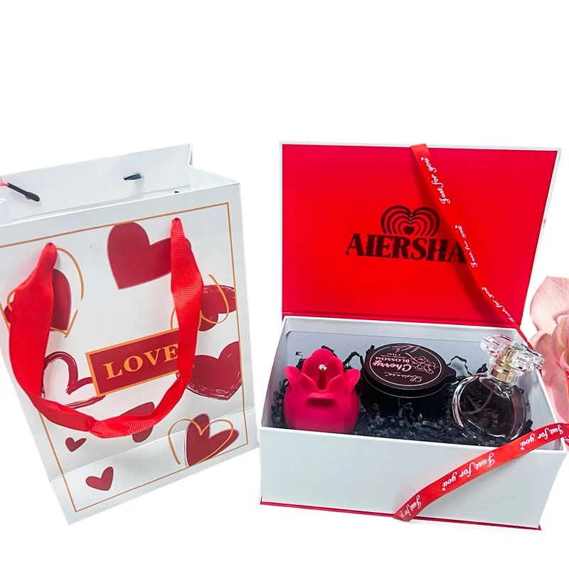 AIERSHA Caja de regalo del Día de San Valentín Juguetes sexuales Vibrador rosa Regalos para adultos para mujeres Vela de masaje de perfume SPA de cuerpo completo para parejas