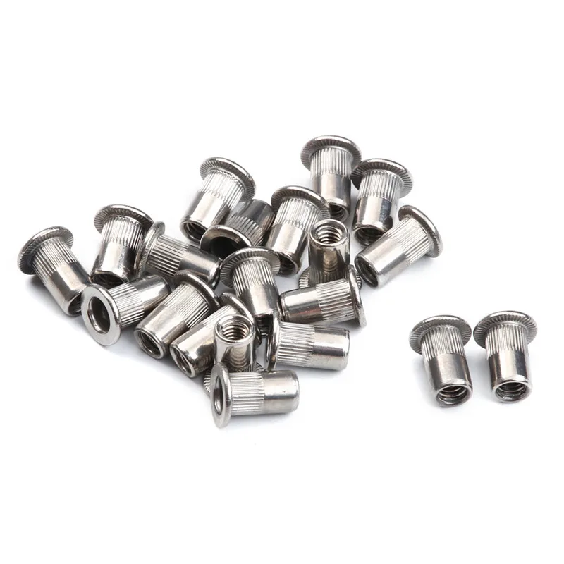 93Pcs M3 M4 M5 M6 M8 M10 Flat Head Stainless Steel Rivet Nuts Set Insert Reveting Multi Size Stainless Steel Rivet Nuts Set