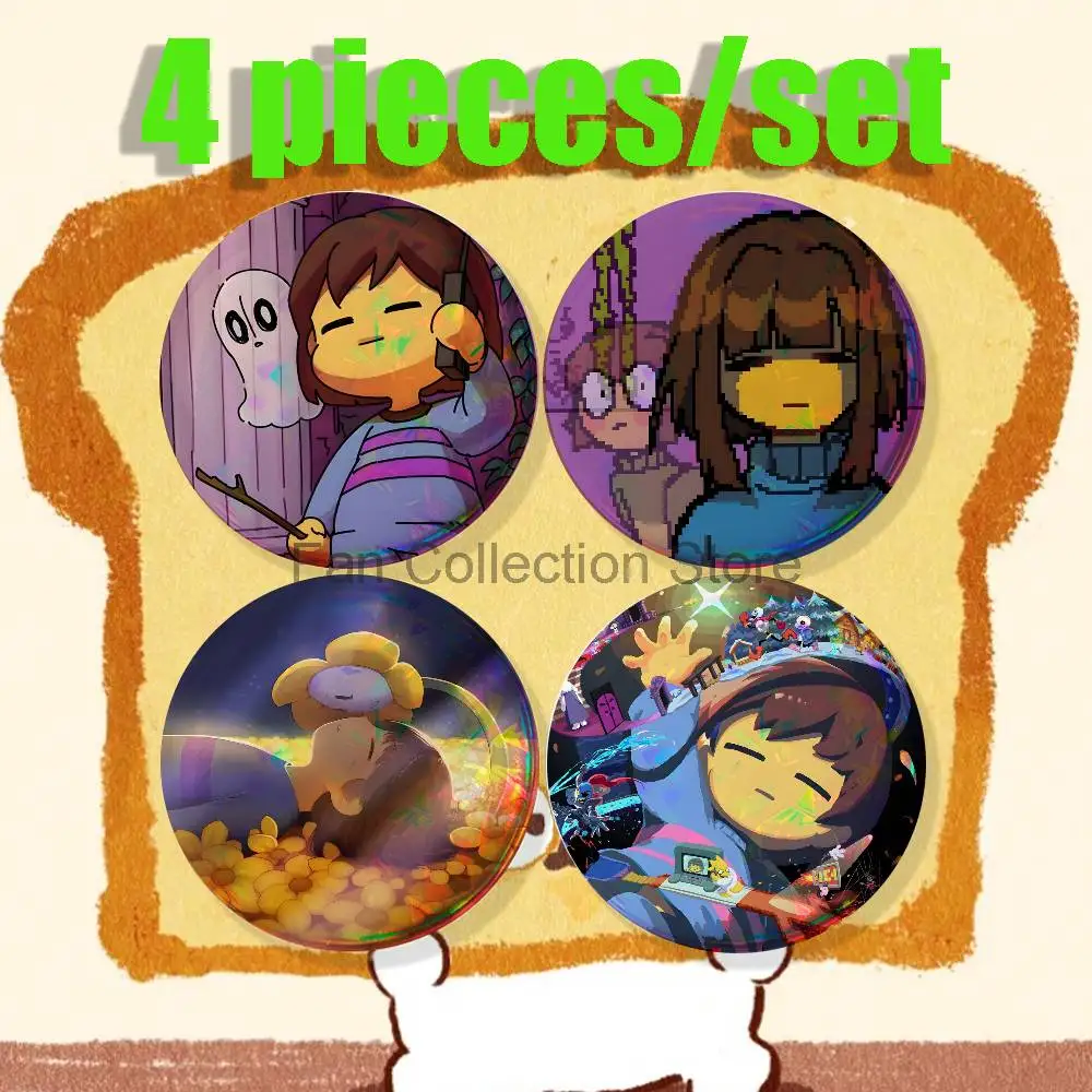 Frisk U-Undertale Brooches for Backpack Accessories 25,32,44,58,75mm Round Enamel Pins 4-piece set Cartoon Anime Badge
