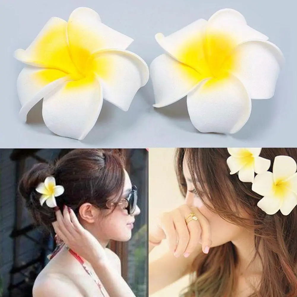 Pinces à cheveux à fleurs pour femmes et filles, épingles à cheveux florales blanches, été, plage, vacances, fête de mariage, accessoires pour cheveux, Hawaii PlumBR, K3q9