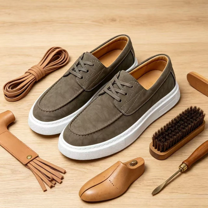 

Men's Thick Bottom Board Shoes Fashionable Casual Loafers Breathable Rubber Outsole round Toe Flat Heel Summer Outdoor Climbing