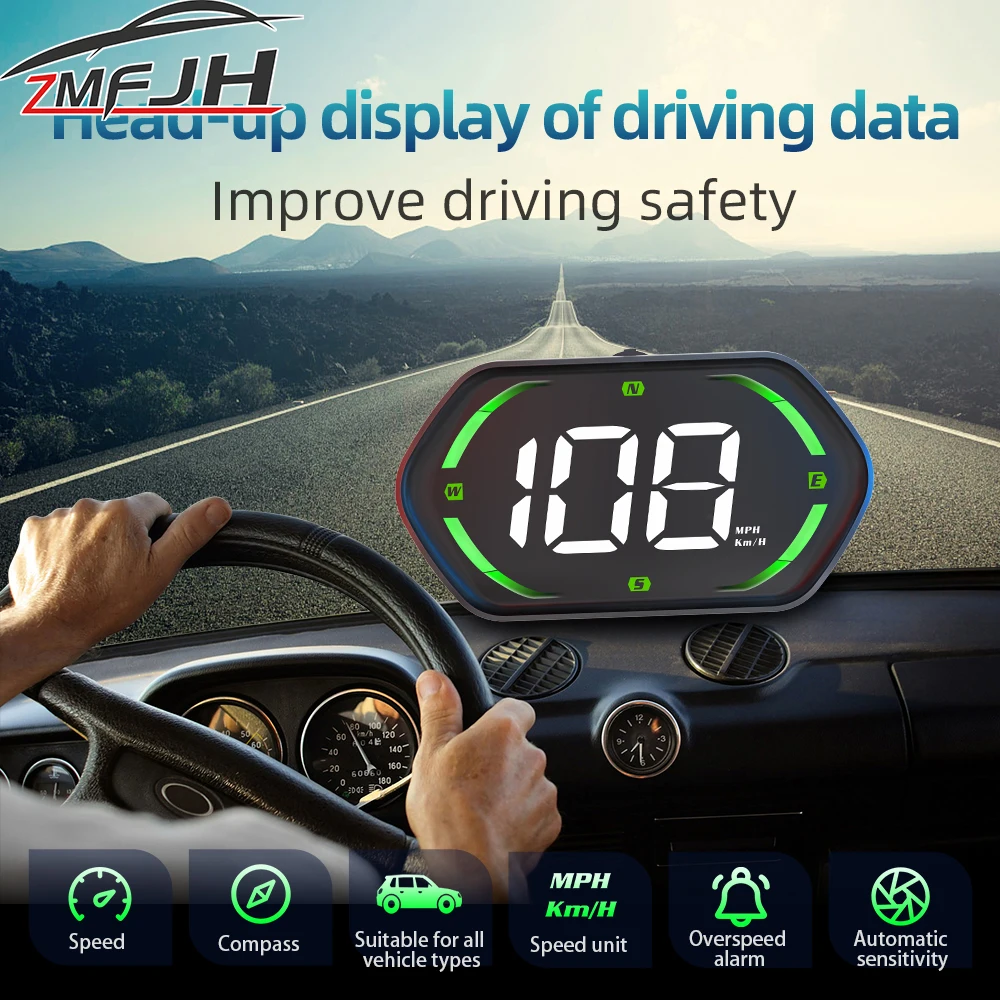 G22 Car Head Up Display GPS Speedometer For HUD With Alarm Function Compass MPH KMH Speed Meter For All Cars Car Accessories