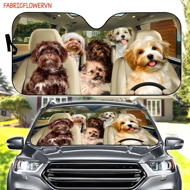 Bolonka Zwetna Car Sunshade, Bolonka Zwetna Car Decoration, Dog Windshield, Dog Lovers, Dog Car Sunshade, Gift For Mom, Gift For