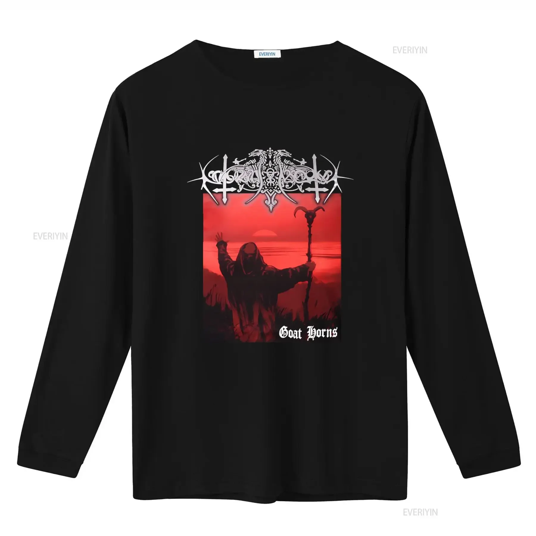 Nokturnal Mortum Goat Horns Black Metal T Shirt Graveland Emperor Windir Design vintage Washed homme Stretched Breathable