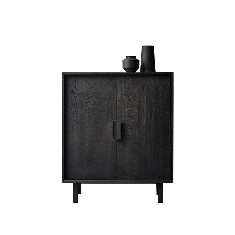

Wabi Sanfeng Japanese-style homestay club Commercial black solid wood dining side cabinet Designer furniture Household