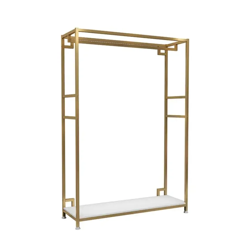 High end wedding dress shop floor type display rack photo studio shelf cheongsam dress hanger gold