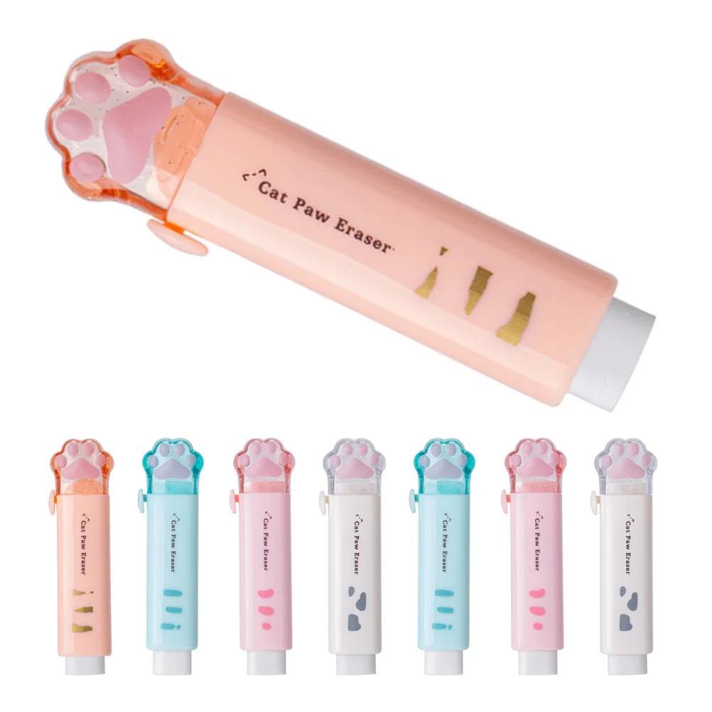 

8Pcs Cat Paw Shaped Retractable Erasers Cute Pencil Eraser Supplies for Kids Students Drawing Sketching