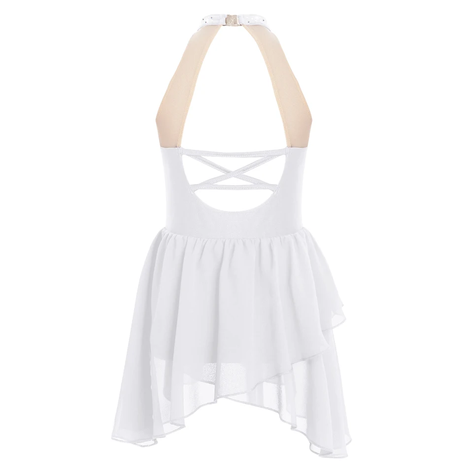 Kids Girls Lyrical Dance Dress Rhinestone Ballet Gymnastics Leotard  Sleeveless Sheer Mesh Figure Skating Performance Dancewear - AliExpress