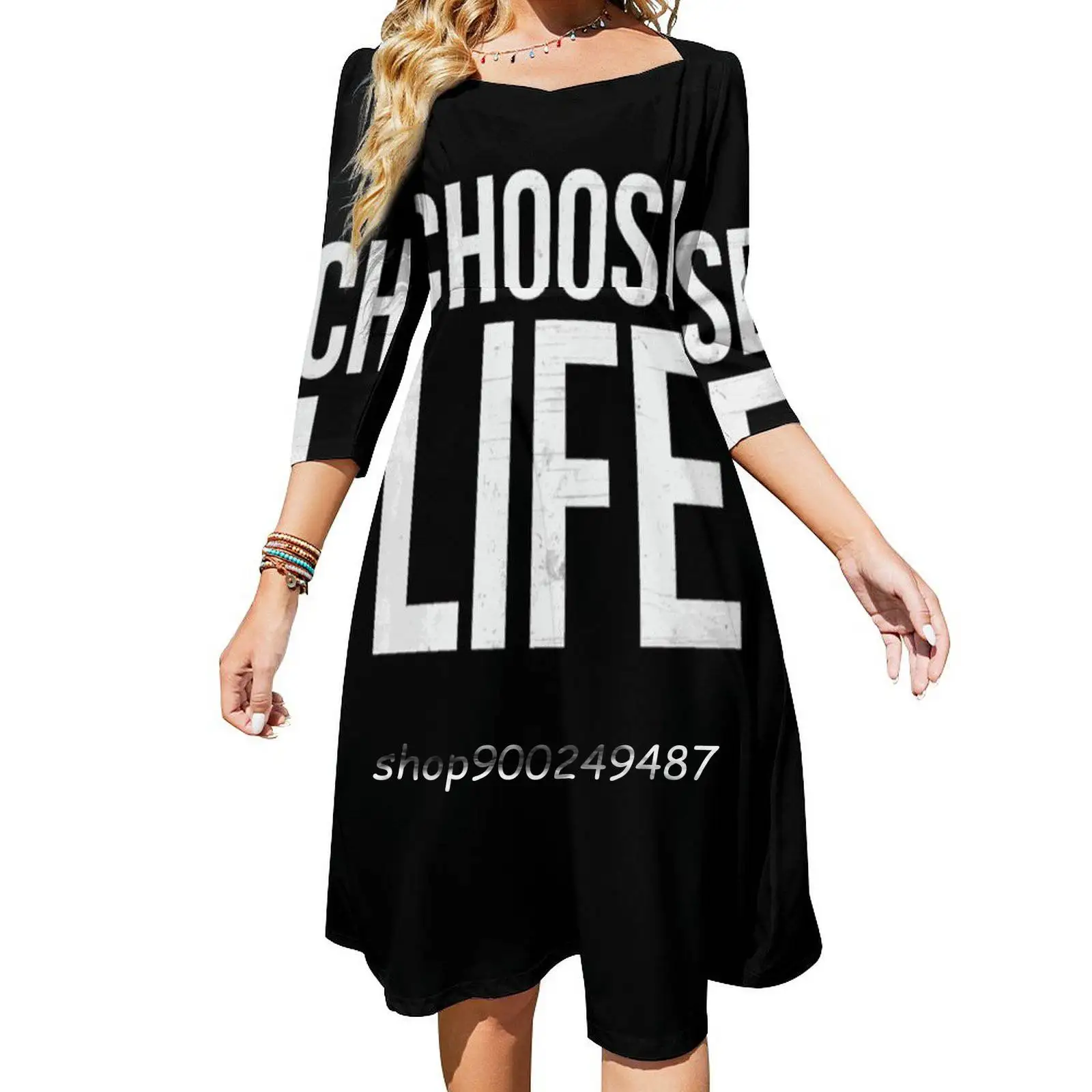 Wham Choose Life Shirt Evening Party Dresses Midi Sexy Dress Female Sweet One Piece Dress Korean Wham Choose Life Choose Life