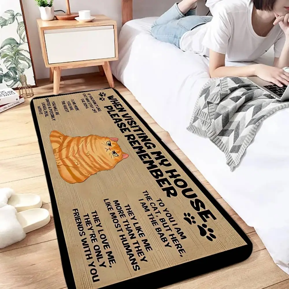 Cute Cat Welcome Home Floor Mat Entrance Doormat Bath Mats Non-slip Mat Carpets Carpet Entrance Of House Custom Kitchen Foot Mat #4