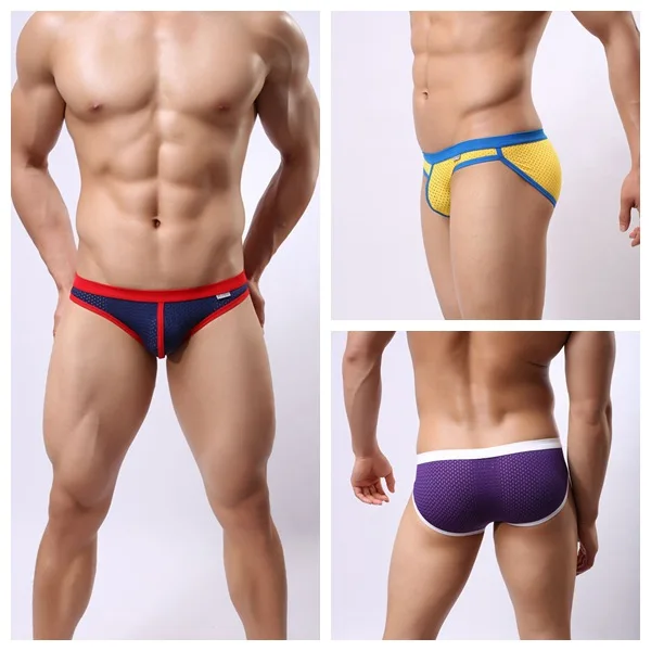 

Men's Sexy Brief Underwear Mesh Breathable Comfortable Elastic Quick Dry Sports Panties Gay Erotic Low-rise U Convex Pouch Tanga