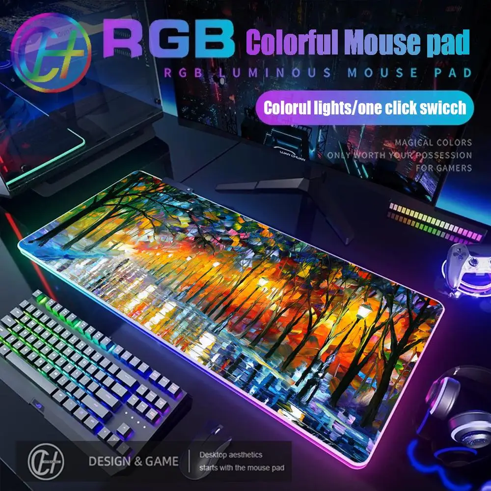 

Abstract Colorful Bloom Flower Mouse Pad RGB Gaming Mouse Pad Desk Mat HD Gamer Large LED Light XXL MousePads PC Computer Carpet