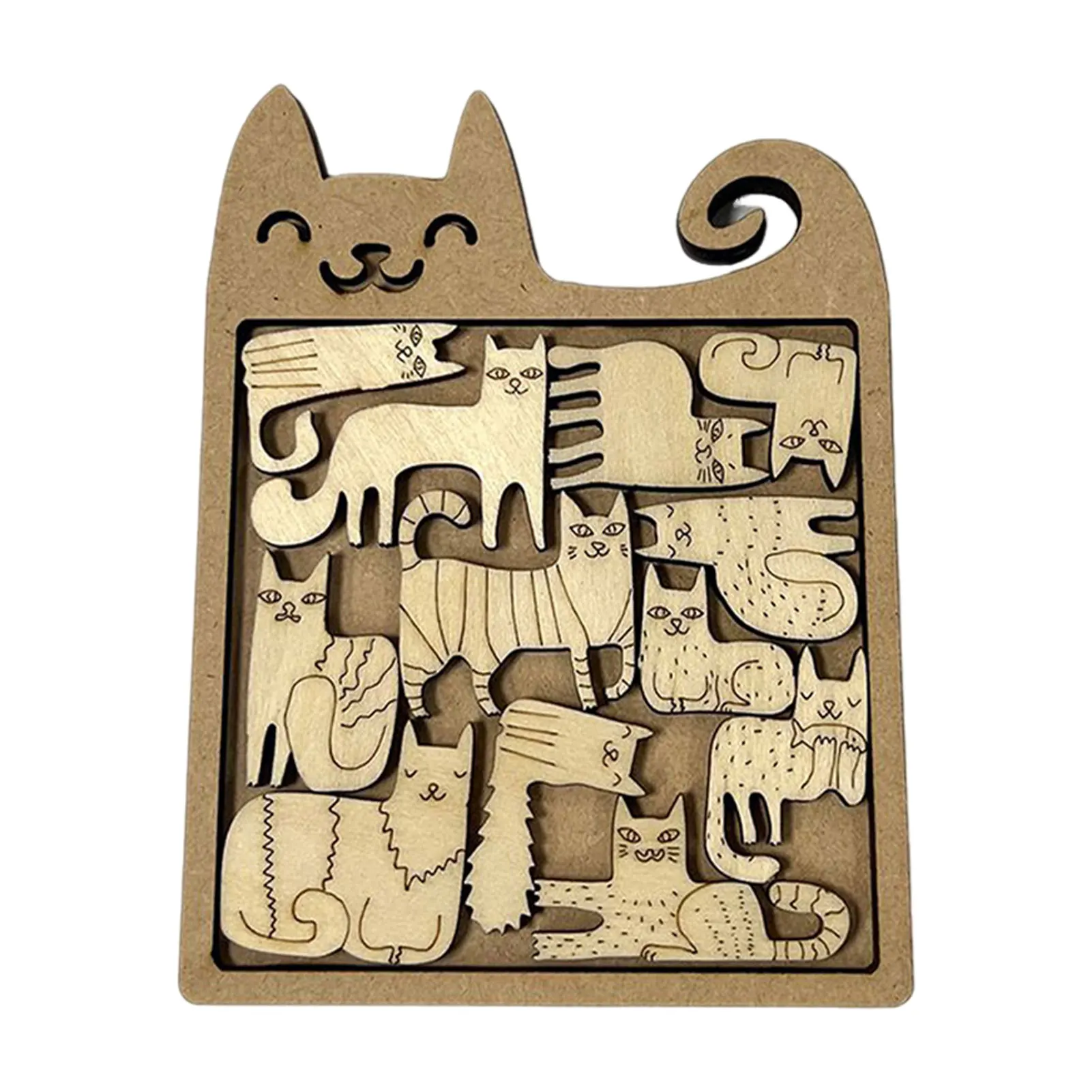 

Exquisite Cat Shaped Wooden Puzzle For Brain Development Compact In Size And Lightweight - Carry