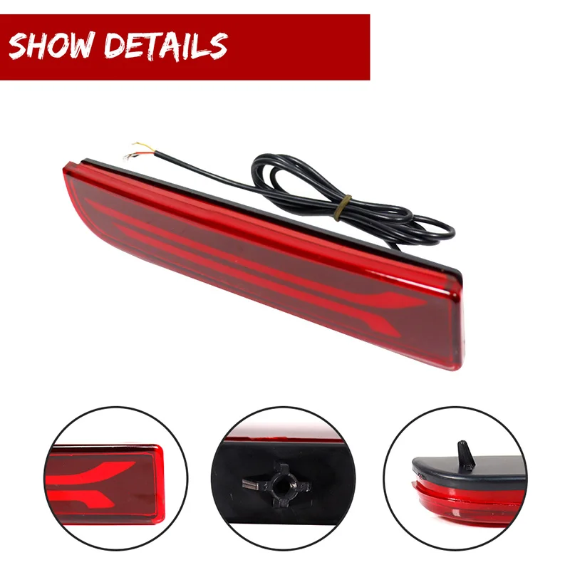 Red LED Rear Bumper Reflectors Tail/brake, Rear Fog Lights w/Sequential Turn Signal For Mitsubishi Lancer Outlander Evolution X