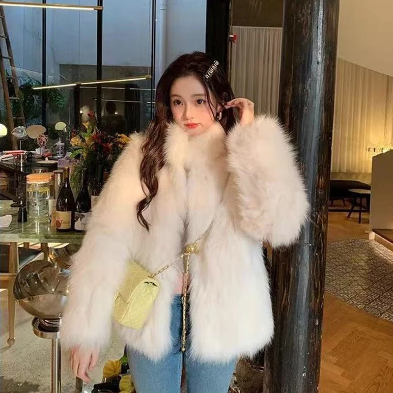

Casual Faux Fur Coat Fashion Female Clothes Loose Thick Turn-down Collar Jacket Autumn and Winter New Sweet Hot Girl