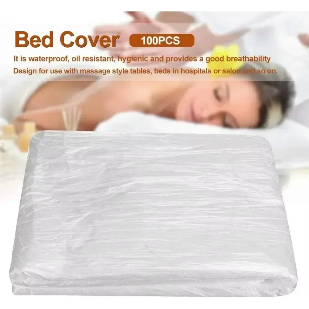 100 stücke Einweg Kunststoff Bettwäsche Abdeckung Bettdecke SPA Massage Behandlung Tischwäsche Transparent Schönheit Bett Wasserdichte Folie