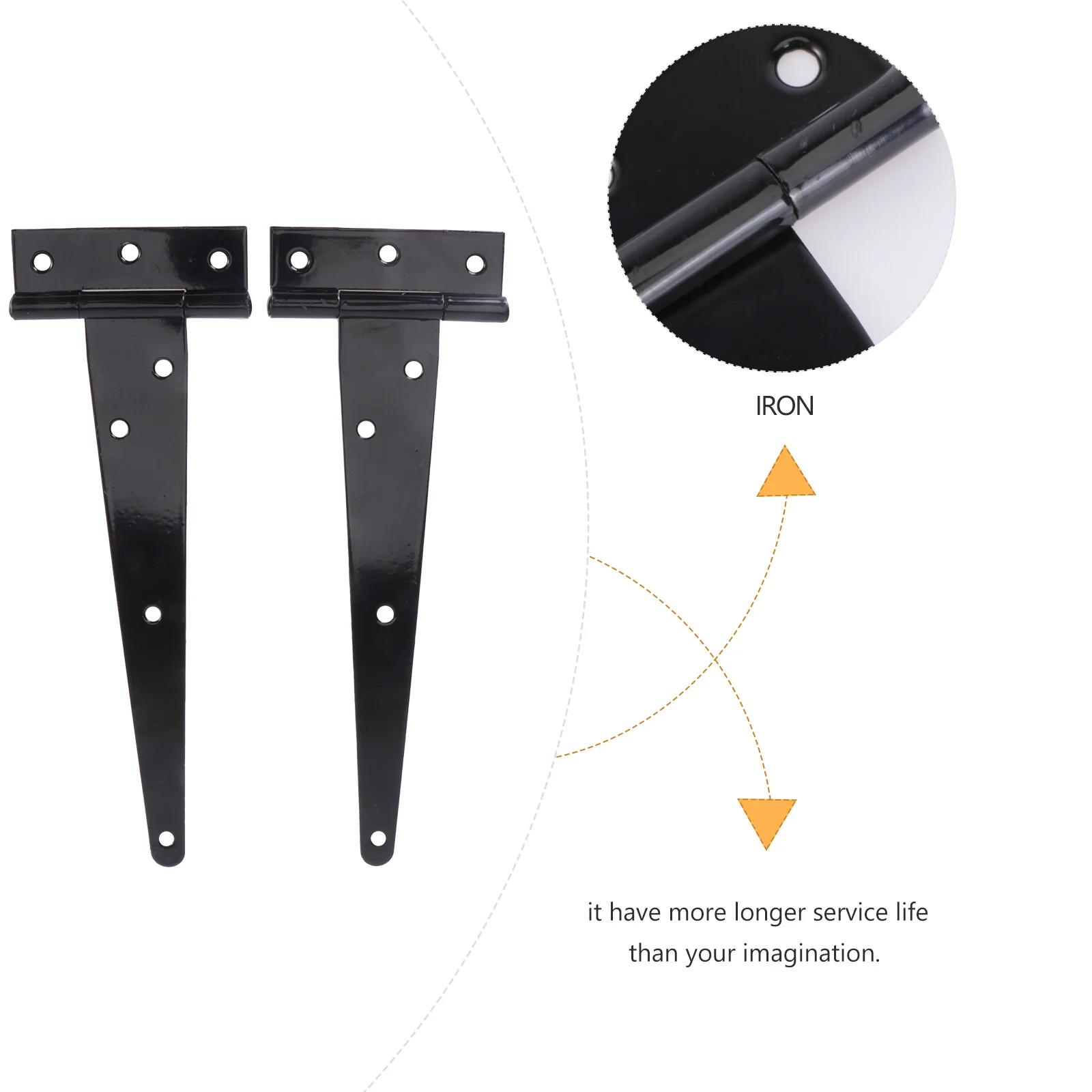

2pcs 8 Inches T Shape Hinges Galvanized Iron Heavy Duty Gate Hinge For Door Furniture 6 Hole Mounting Black Hardware Fittings