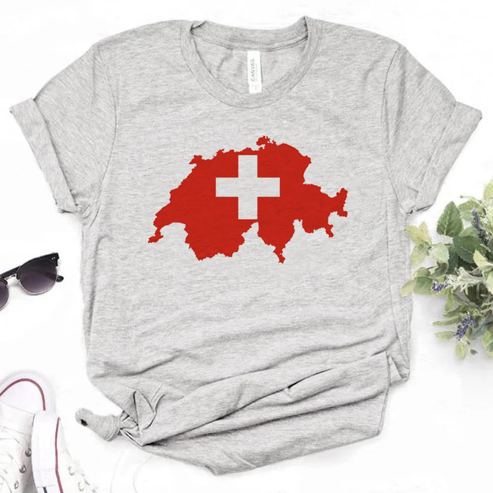 Switzerland t-shirts women comic designer graphic t shirt female Japanese manga clothes