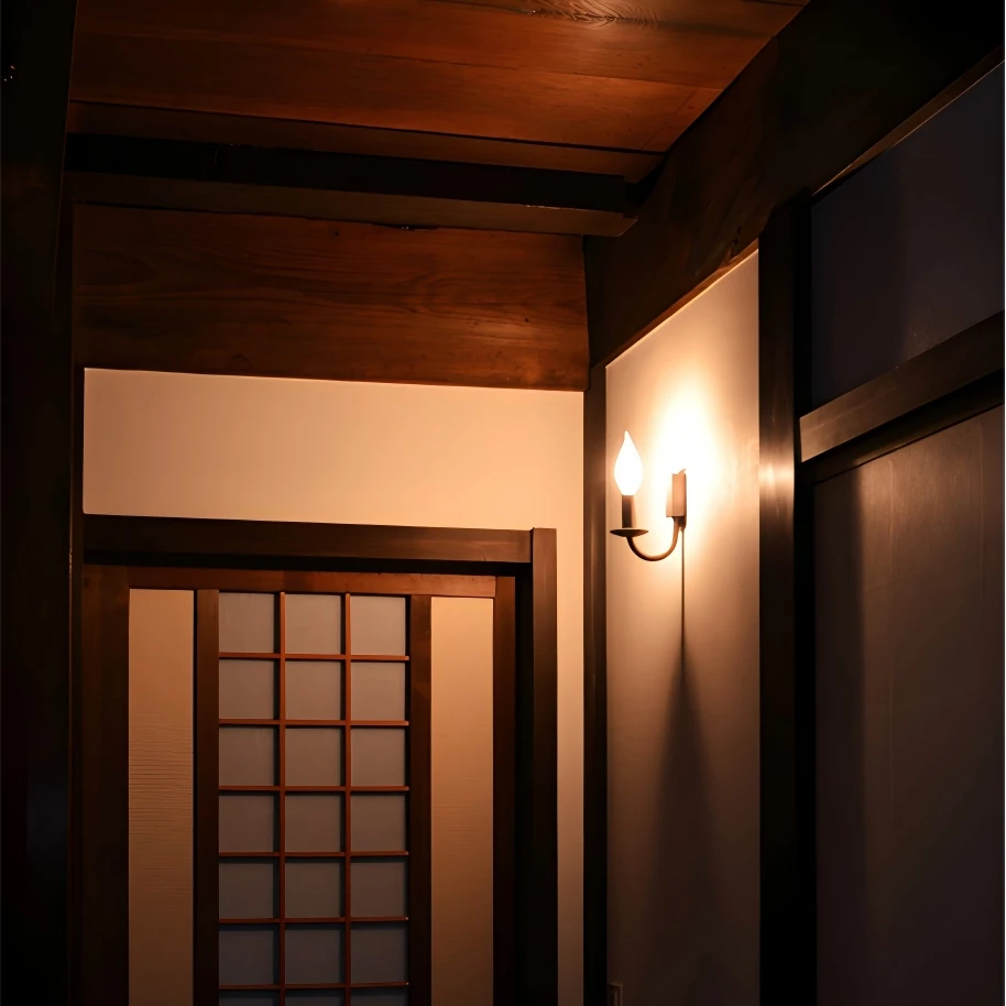 Vintage copper wall sconce fixtures for Hotel project decor LED Staircase Light Candle-style Wall Lamp Dining Room Light