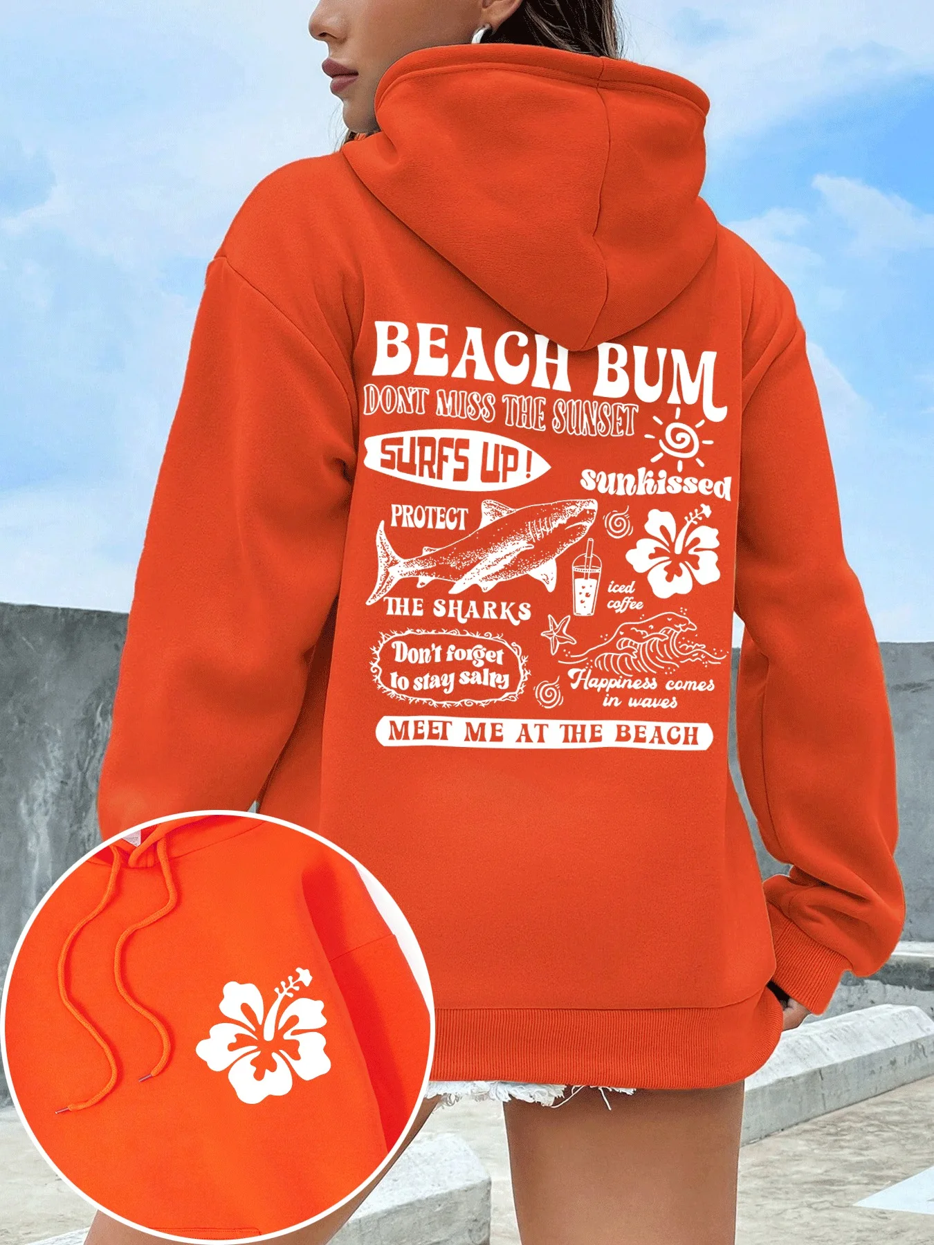 

Женские толстовки с принтом Beach Sunset Surfs Up Meet Me, флисовая повседневная толстовка с капюшоном, осенняя свободная толстовка с карманом, удобный женский пуловер
