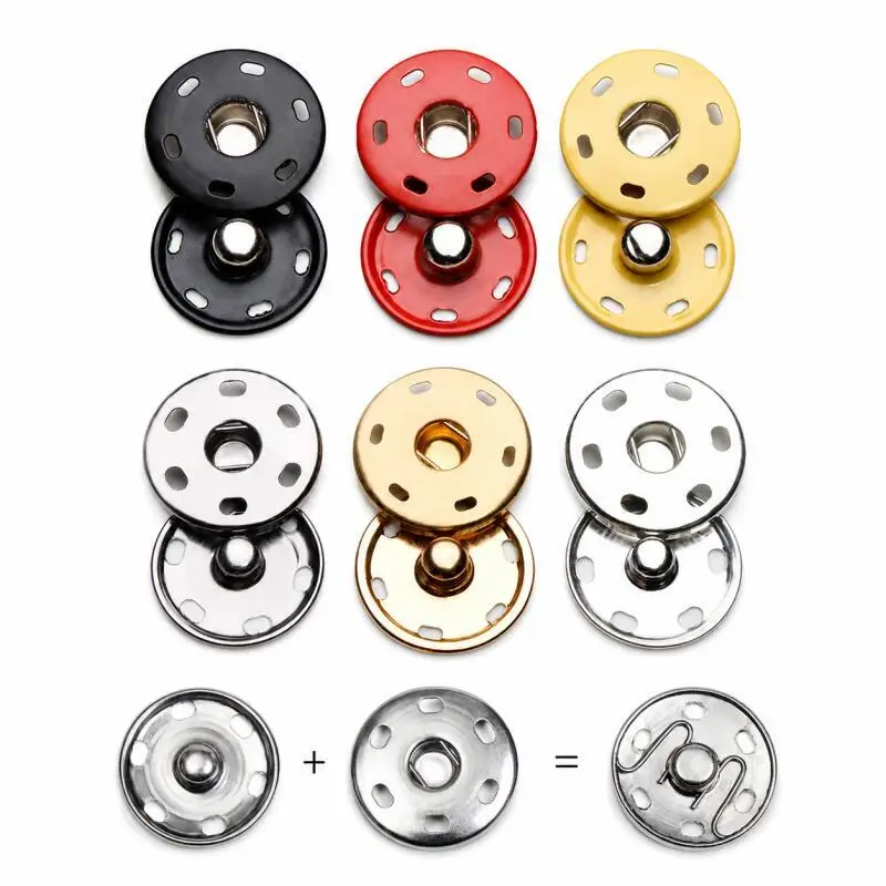 10/20/30 Sets 10mm, 12mm, 15mm, 21mm Metall-Druckknöpfe, Bekleidungszubehör, Einnähknöpfe – Detail 3