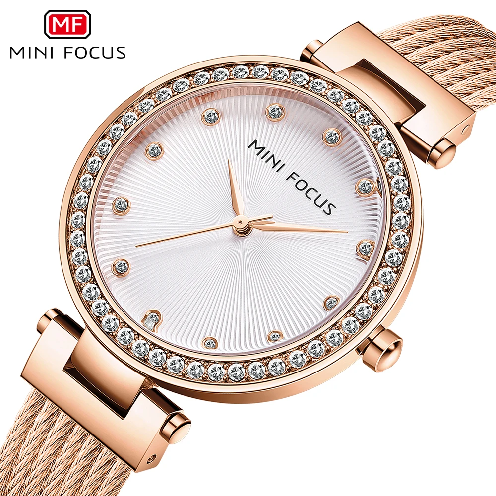 MINI FOCUS Quartz Watch for Women Simple Crystal-accented Wristwatch Lady Fashion Watches часы женские relogio feminino reloj