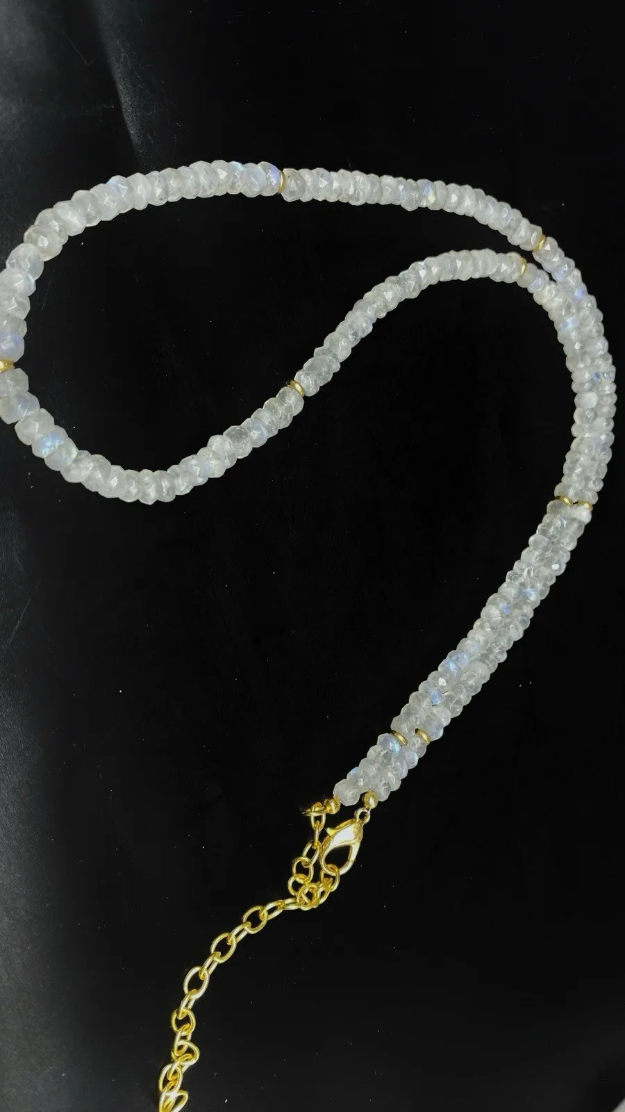 

Natural Moonstone Necklace 4-2mm Round Faceted Beads Inches Handmade Gemstone