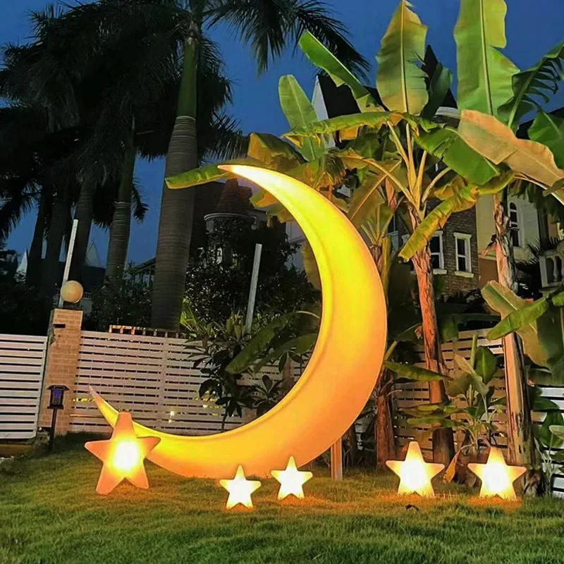 

Luminous moon light Outdoor scenic leisure courtyard B & B decorative light Internet celebrity recliner Solar oversized