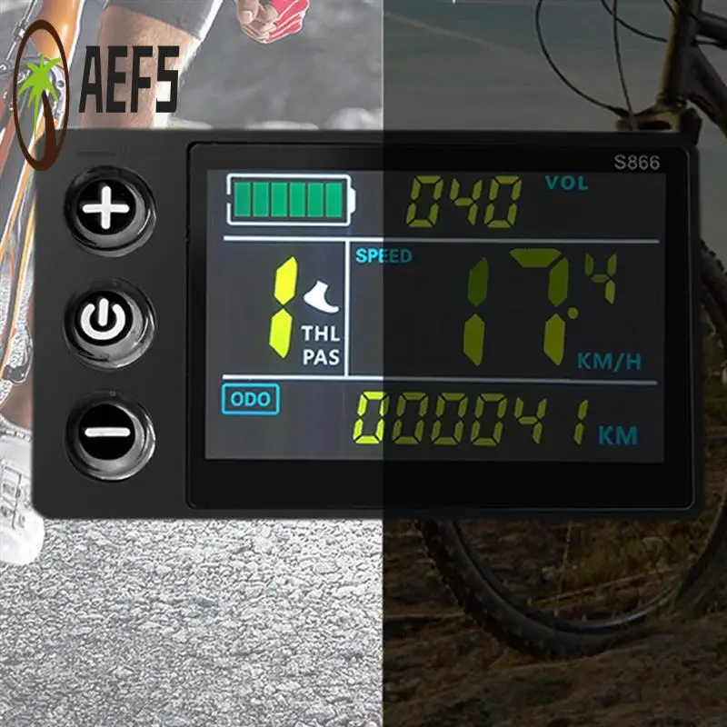 

AEF5-1 PCS LCD-S866 Electric Bicycle Color LCD Display Instrument 24V 36V 48V Electric Bicycle Modification Black