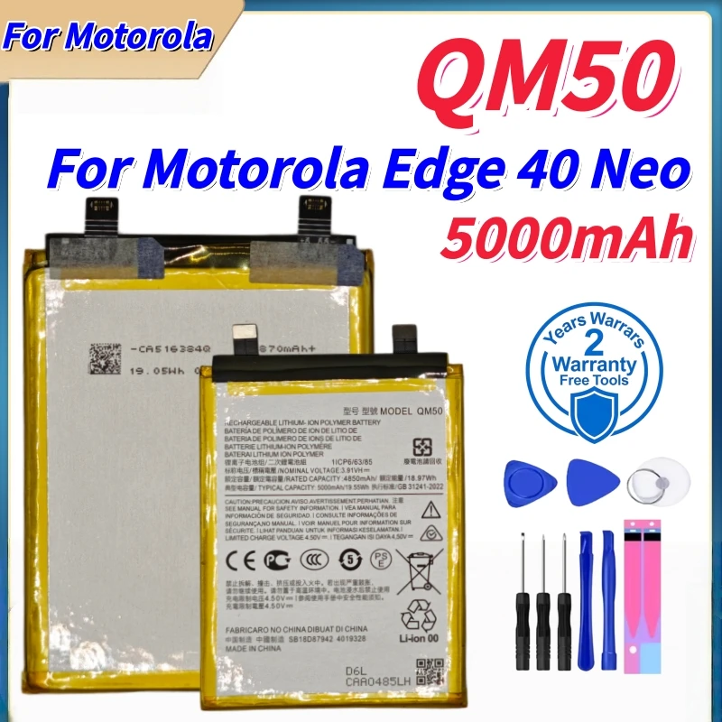 

Brand New QM50 5000mAh Battery For Motorola Edge 40 Neo Mobile phone Batteries+Tools