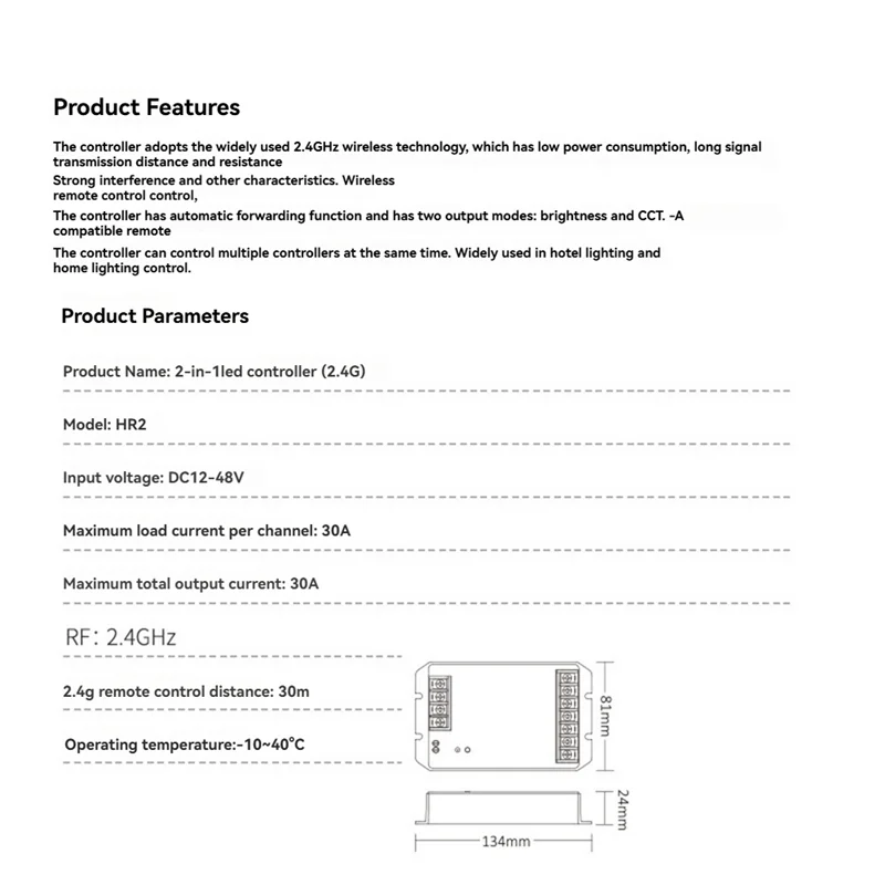 Светодиодный контроллер AA87 2IN1 2,4Gwifi + RF контроллер большой ток макс. 30 А для одноцветных/двухбелых/RGB/RGBW/RGB/CCT светодиодных лент