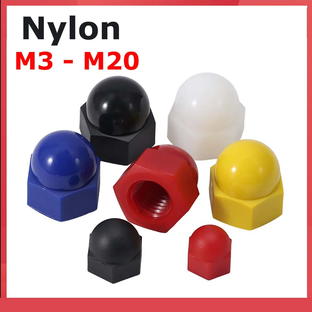 

M3 M4 M5 M6 M8 M10 M12 M14 M16 M18 M20 Colourful Nylon Cap Nut Plastic Insulation Decorative Cover Semicircle Acorn Nuts